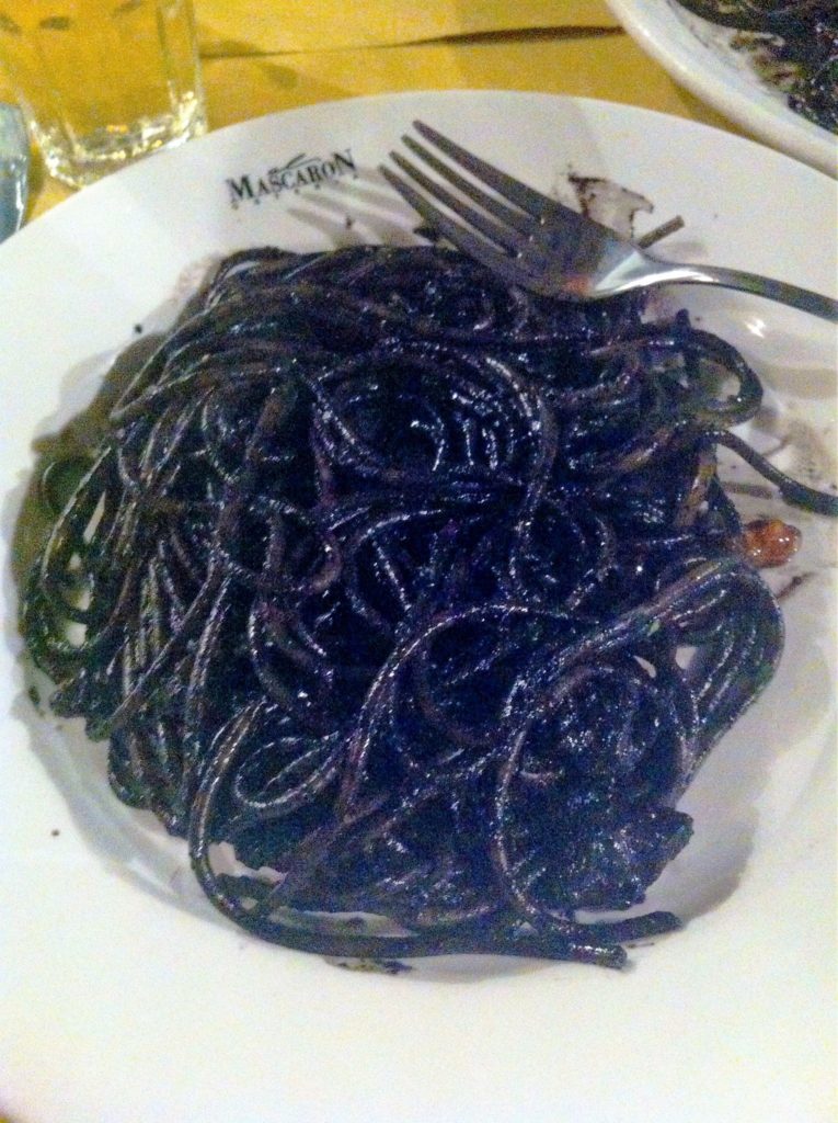 squid ink, squid ink pasta, pasta, italy, venice, italian food