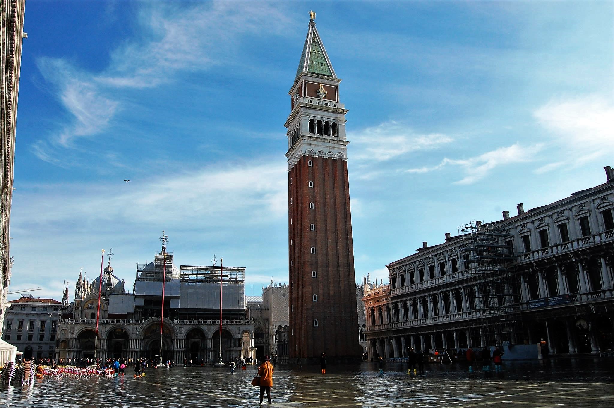 acqua alta, venice, italy, piazza san marco, flood, sinking