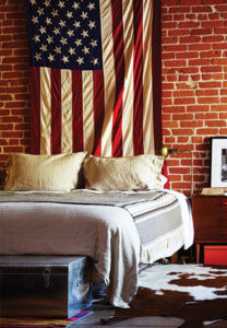 american flag; flag; dorm room; travel guide