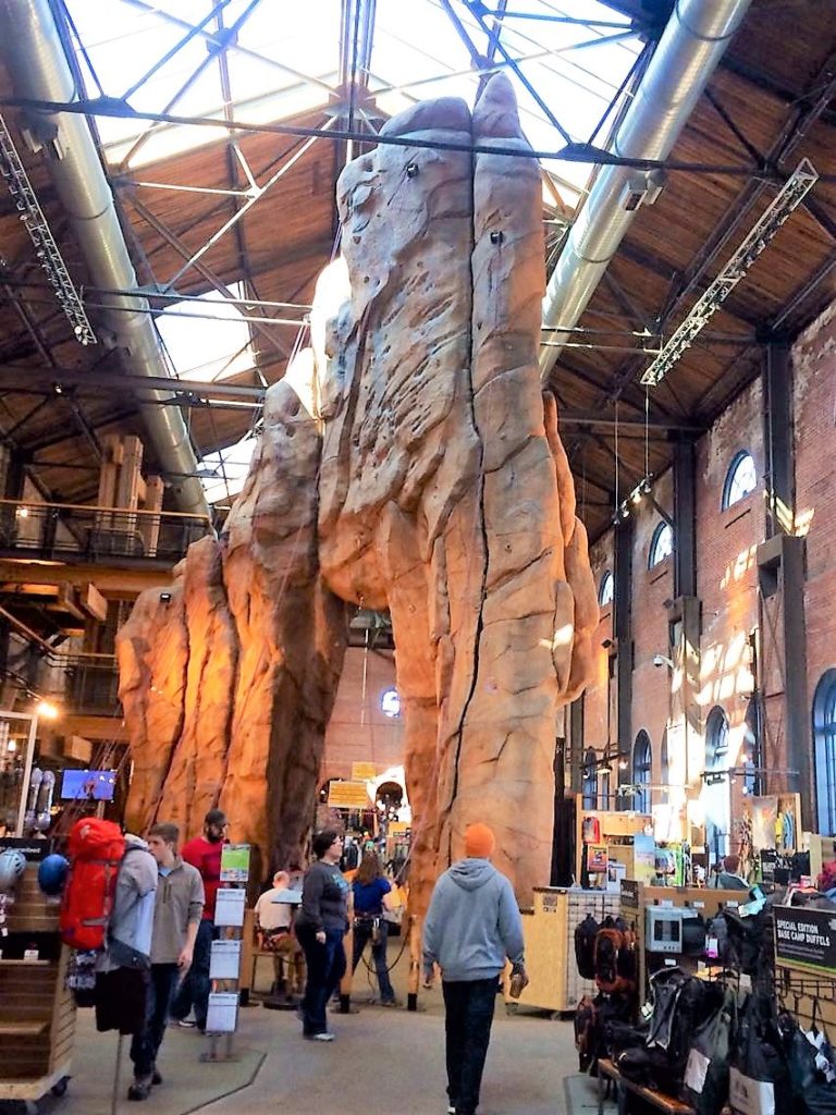 what to do in denver; rei; flagship store; rock wall; climbing wall