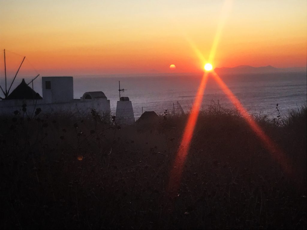 santorini sunset; oia sunset; greek sunset; oia santorini; windmill sunset; santorini windmill